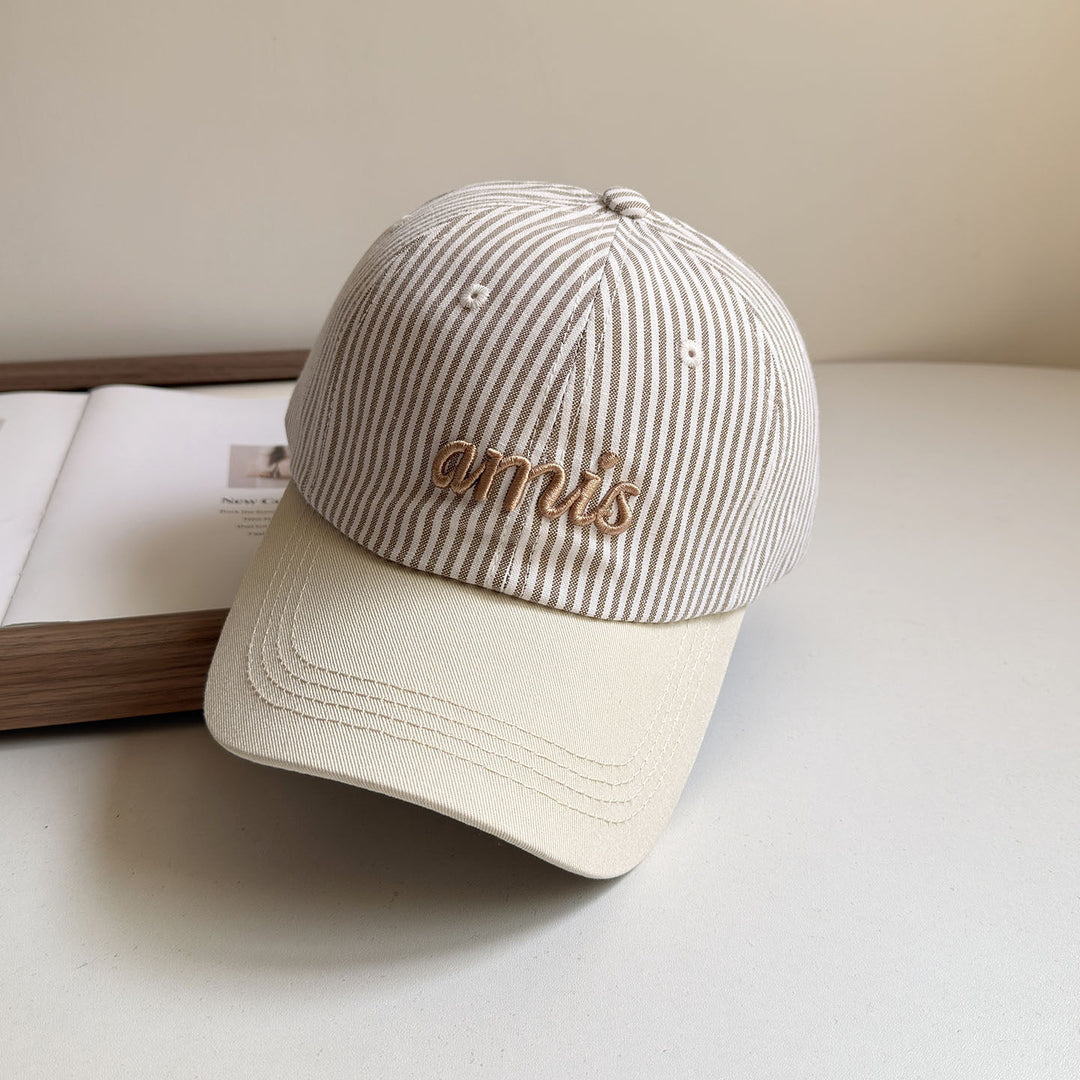 Women's Striped Cotton Baseball Cap Bowlift
