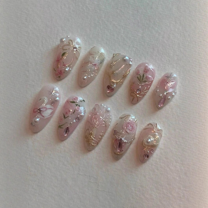 Artistic Press-On Nail Art Set Bowlift
