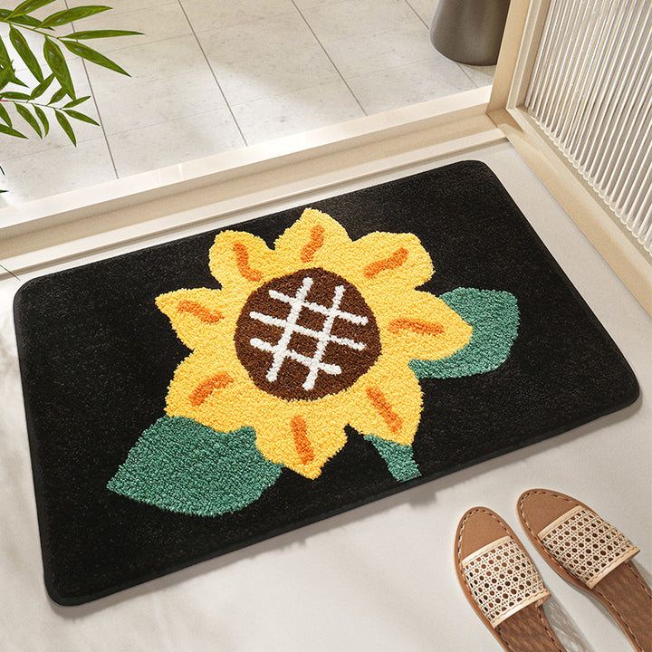Unisex Leaf Design Plush Bathroom Mat Bowlift