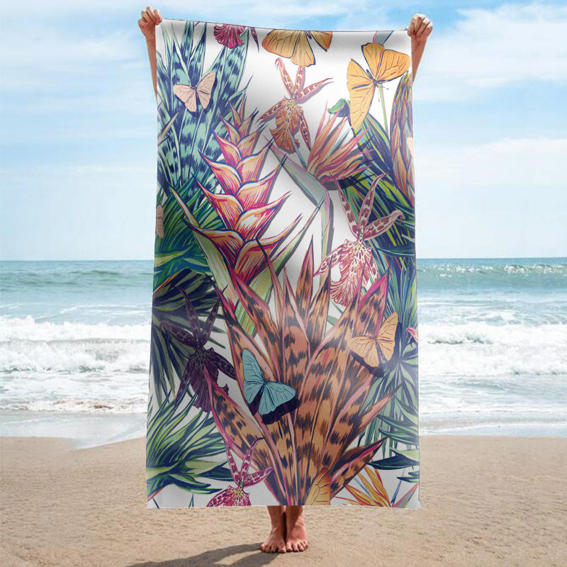 Beach towel with tropical flamingo pattern Bowlift