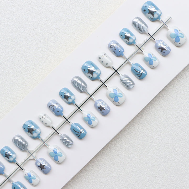 Artistic Star and Bow Press-On Nail Set Bowlift