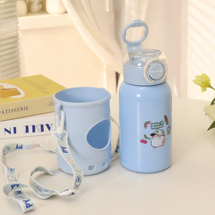 Creative water bottle with practical carrying strap Bowlift