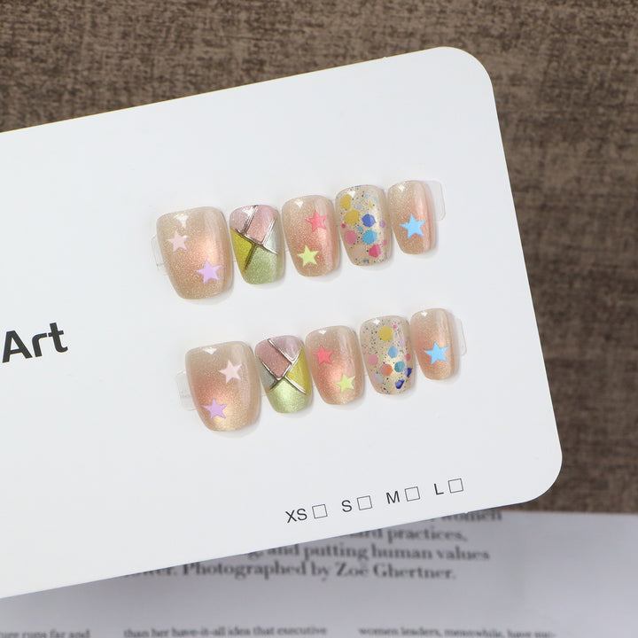 Artistic Star-Themed Press-On Nail Set Bowlift