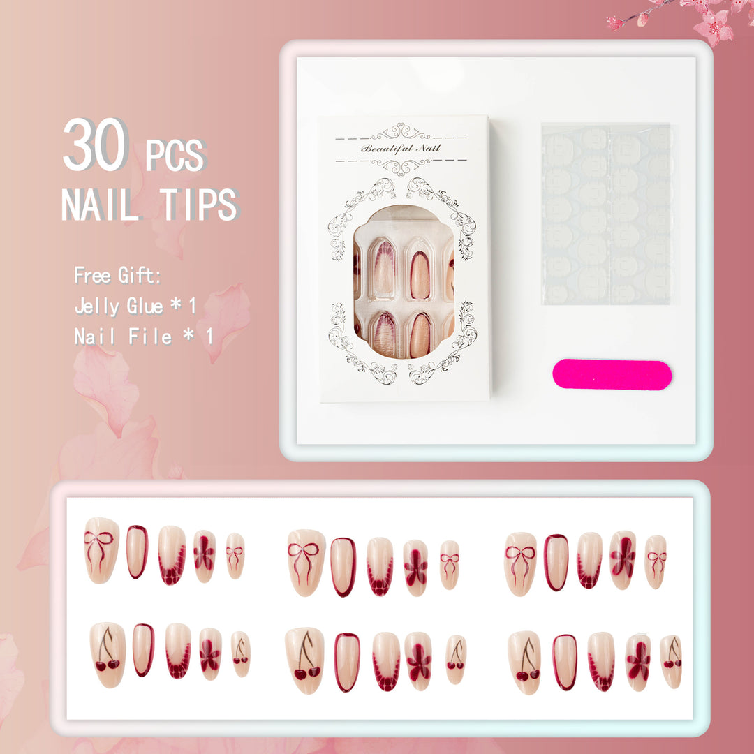 Artificial nails with floral design and elegant accents Bowlift