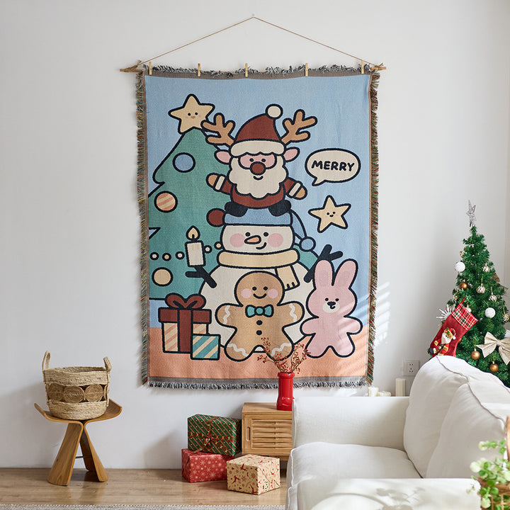 Whimsical Holiday Themed Tapestry Wall Hanging