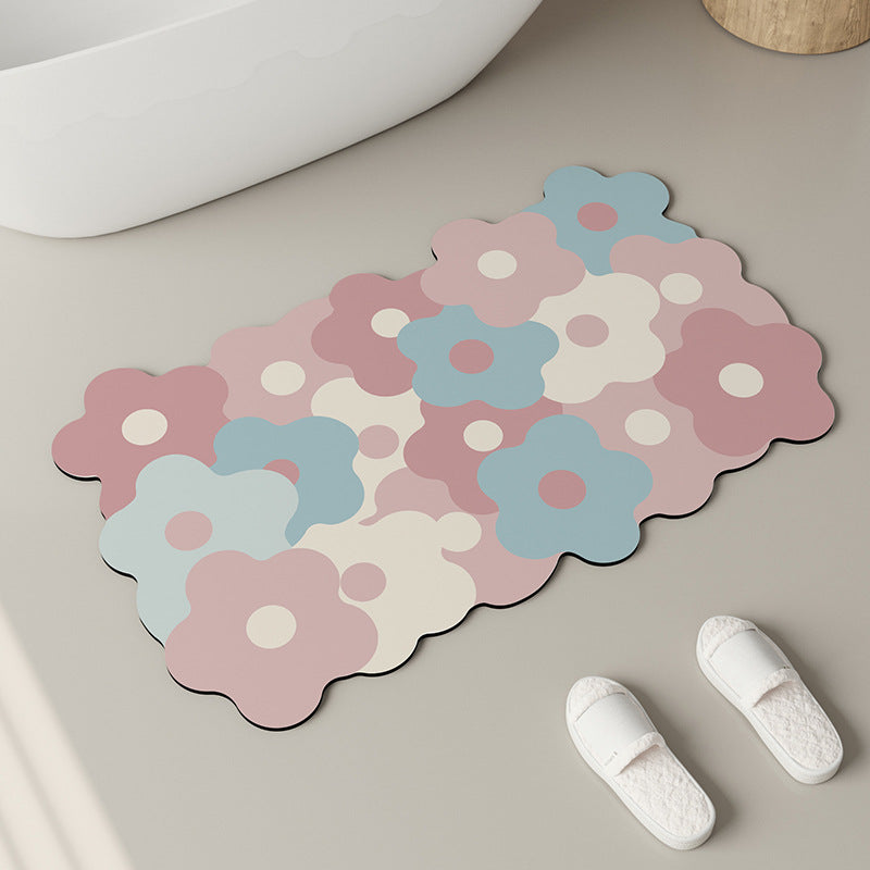 Decorative Floral Pattern Bath Mat Bowlift