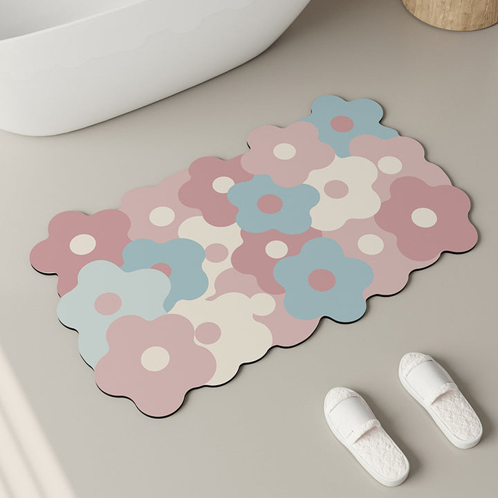 Decorative Floral Pattern Bath Mat Bowlift