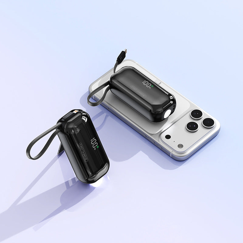 Portable power bank with integrated charging cable and LED charging status display Bowlift