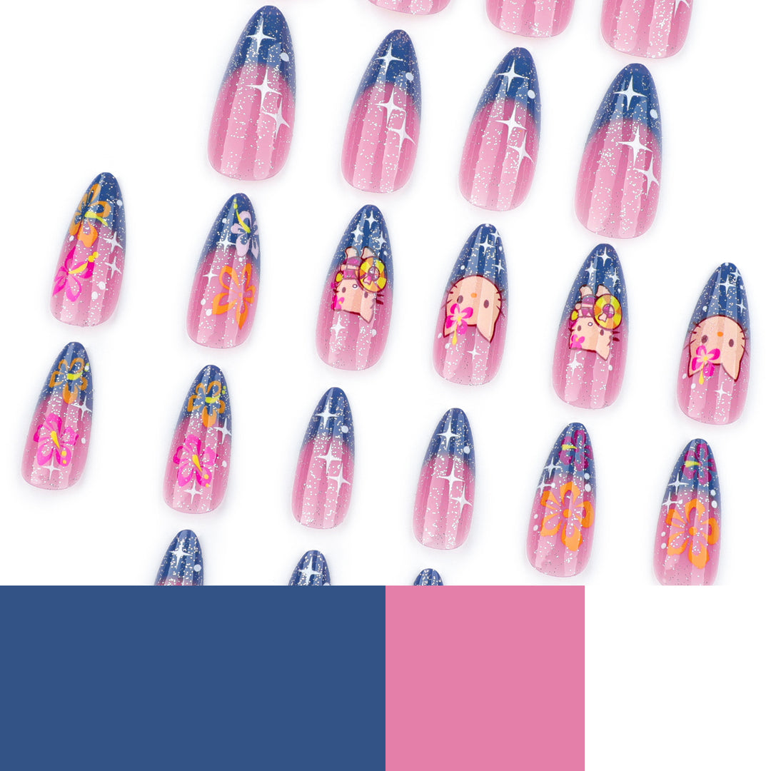 Artistic stiletto nails with playful design Bowlift