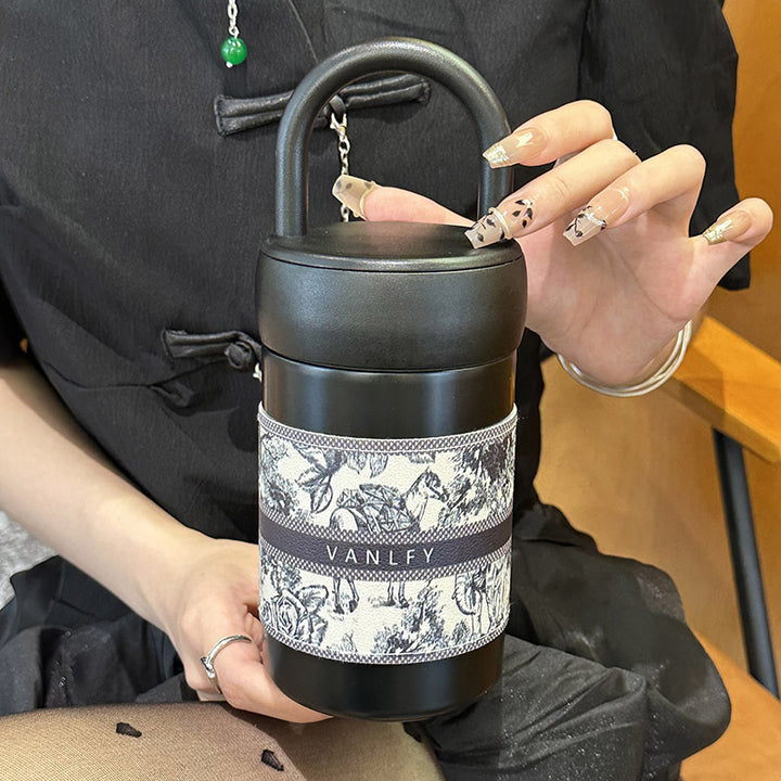 Women's stylish thermos cup with practical carrying handle Bowlift