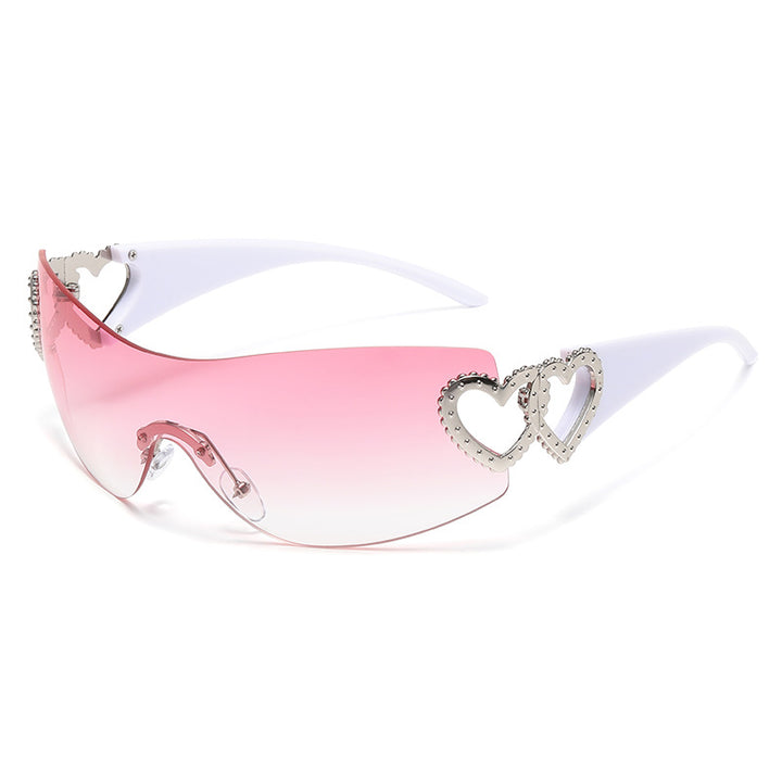 Heart-Shaped Accent Shield Sunglasses