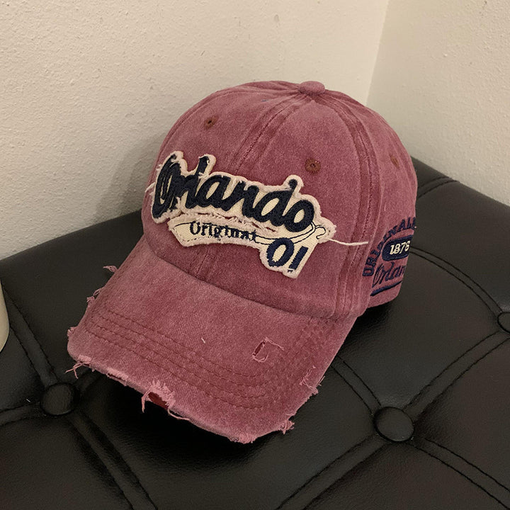 Women's Distressed Vintage Embroidered Baseball Cap Bowlift