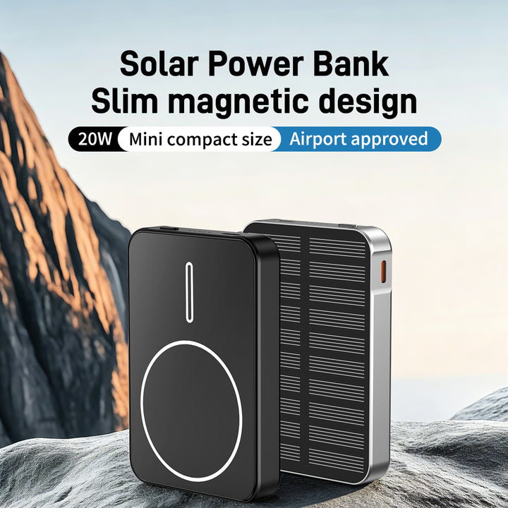 Solar-powered power bank with fast charging function and LED light Bowlift
