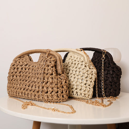 Handcrafted rattan bag with elegant handles and chain straps Bowlift
