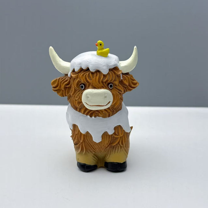 Funny Highland Cattle Figurine Bowlift