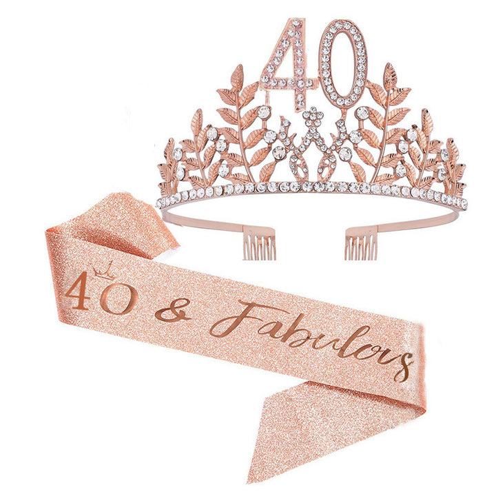 Women's Glamorous Birthday Crown with Shining Rhinestones Bowlift