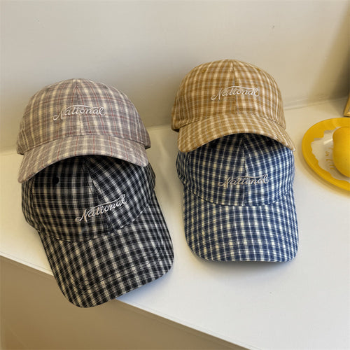 Men's Checkered Cotton Baseball Cap Bowlift