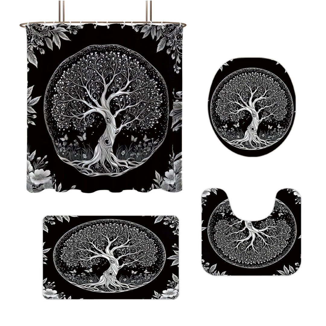 Artistic Tree Design Bathroom Set Bowlift