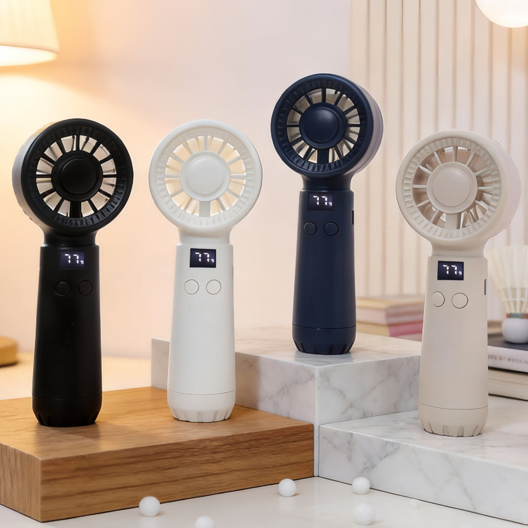 Ladies Portable USB Mini Fan with Digital Temperature Display Bowlift