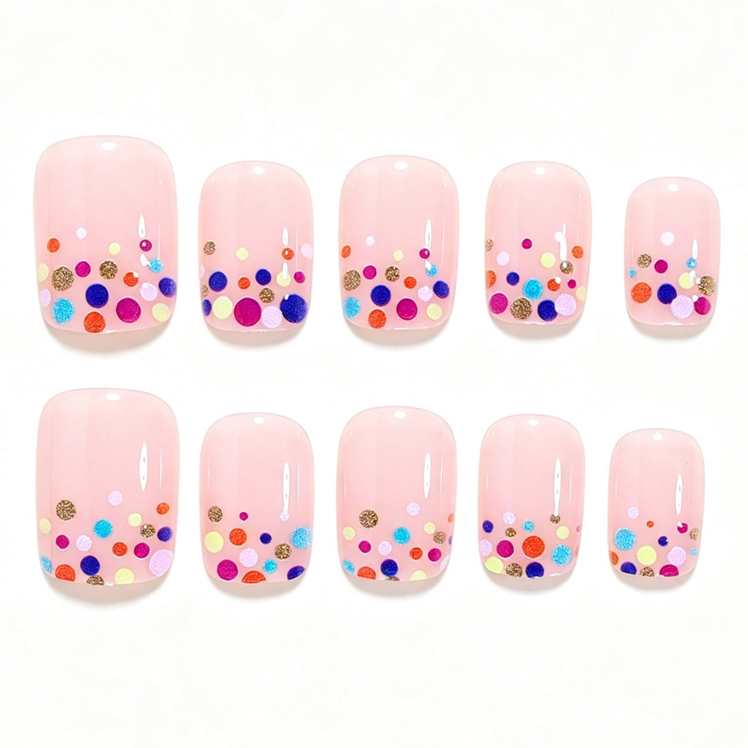 Decorative Dot Pattern Press-On Nail Art Bowlift