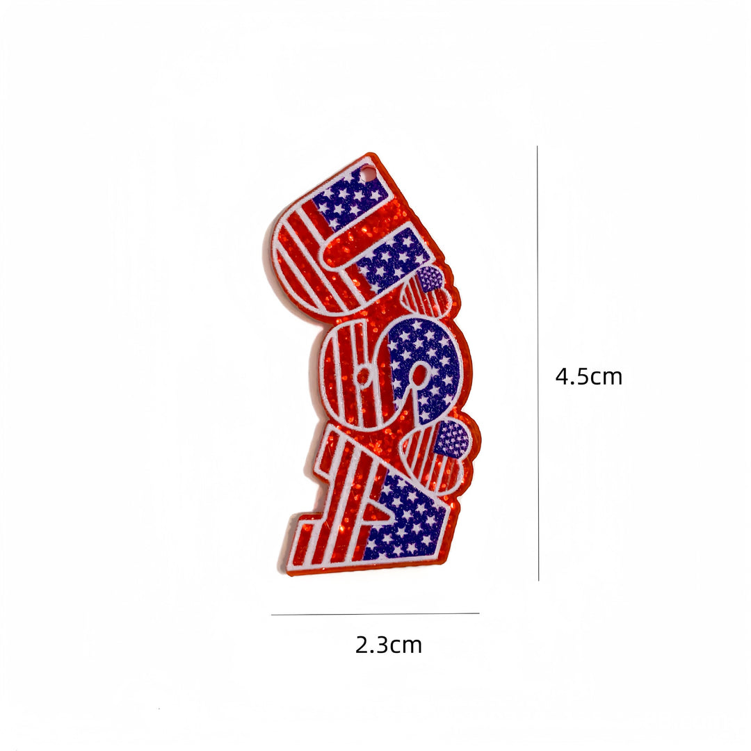 Unisex nan heart-shaped USA flag pendant acrylic with hole Bowlift