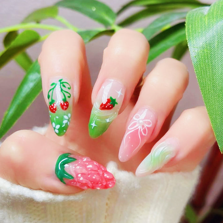 Creative Strawberry-Inspired Nail Art Set Bowlift