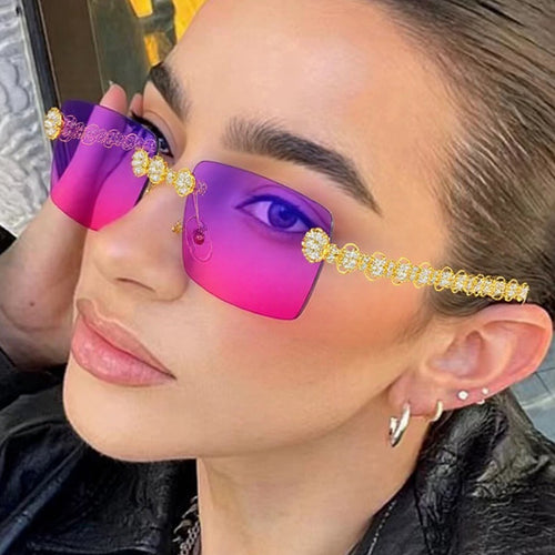 Women's designer sunglasses with sparkling frame and rectangular lenses Bowlift