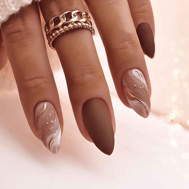 Premium Press-On Nail Art Set with Elegant Matte and Glossy Finish Bowlift