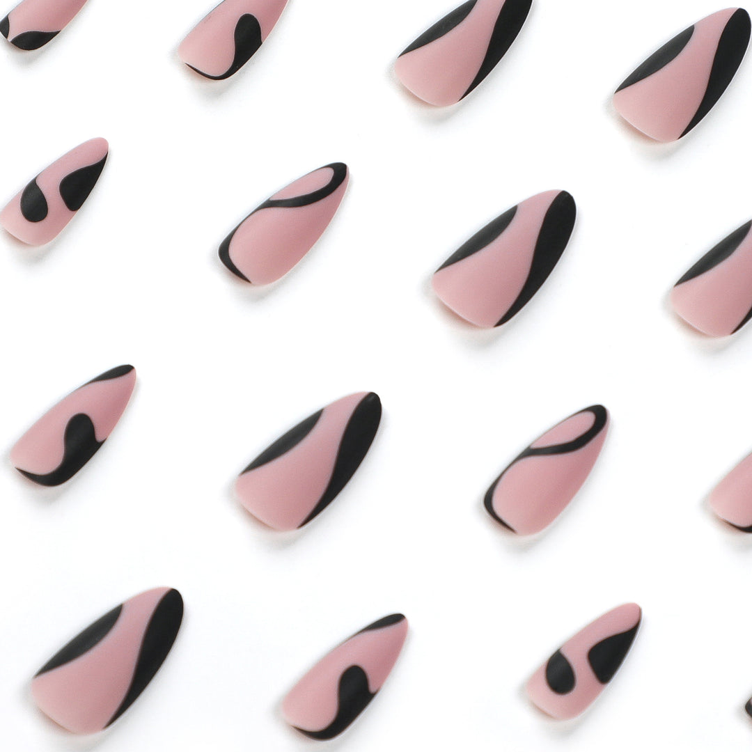 Artful Nail Art with Creative Black-and-White Design Bowlift