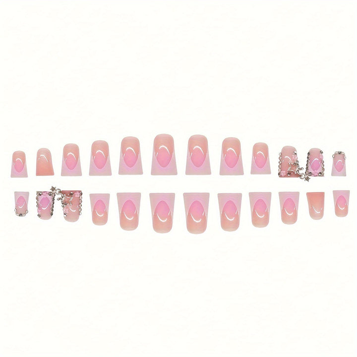 Glamorous 3D Press-On Nail Set with Star Accents Bowlift
