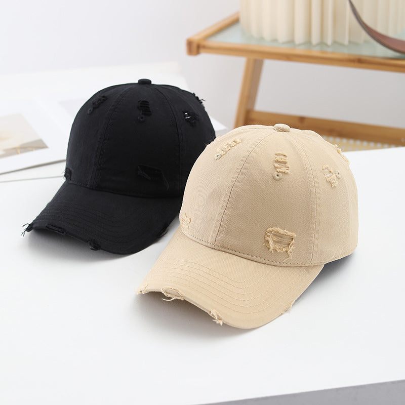 Women's fashionable destroyed baseball cap with adjustable strap Bowlift