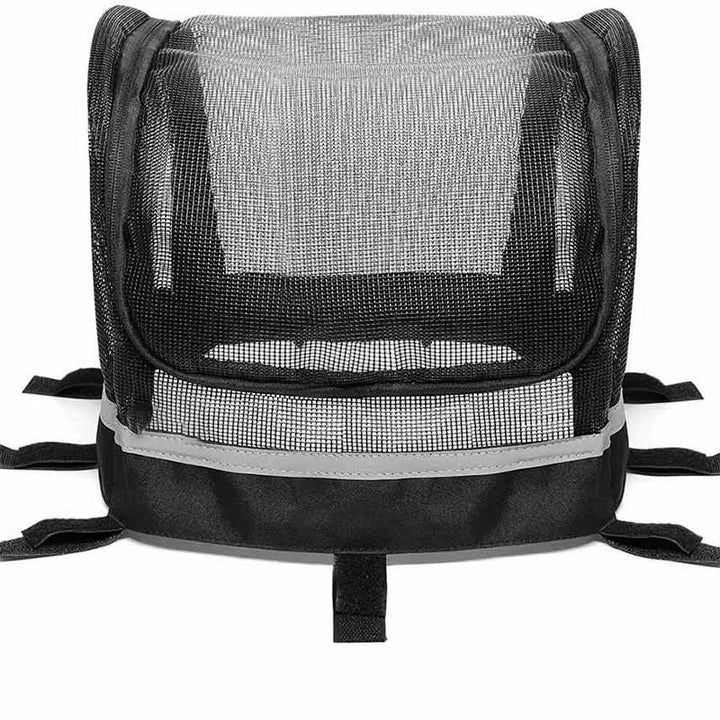front-mounted pet bike basket with breathable mesh canopy reflective trim and secure strap system Bowlift
