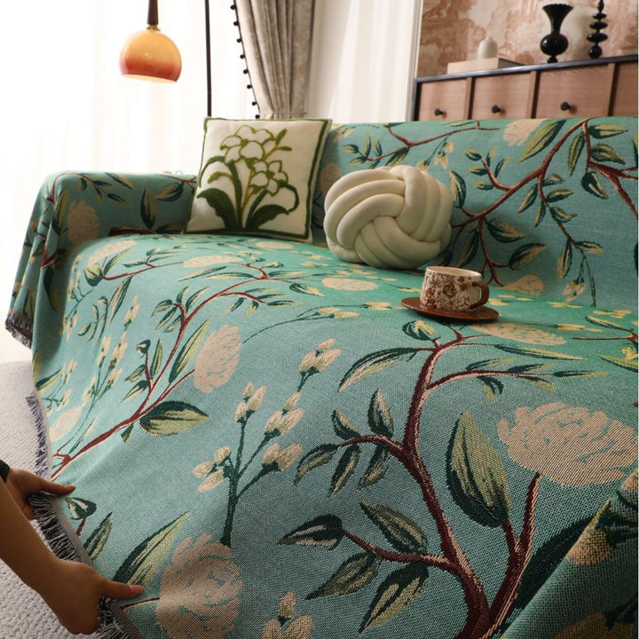 Artistic Floral Print Sofa Throw