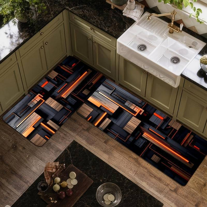 Anti-Fatigue Memory Foam Kitchen Runner and Square Mat Set with Non-Slip Backing Bowlift
