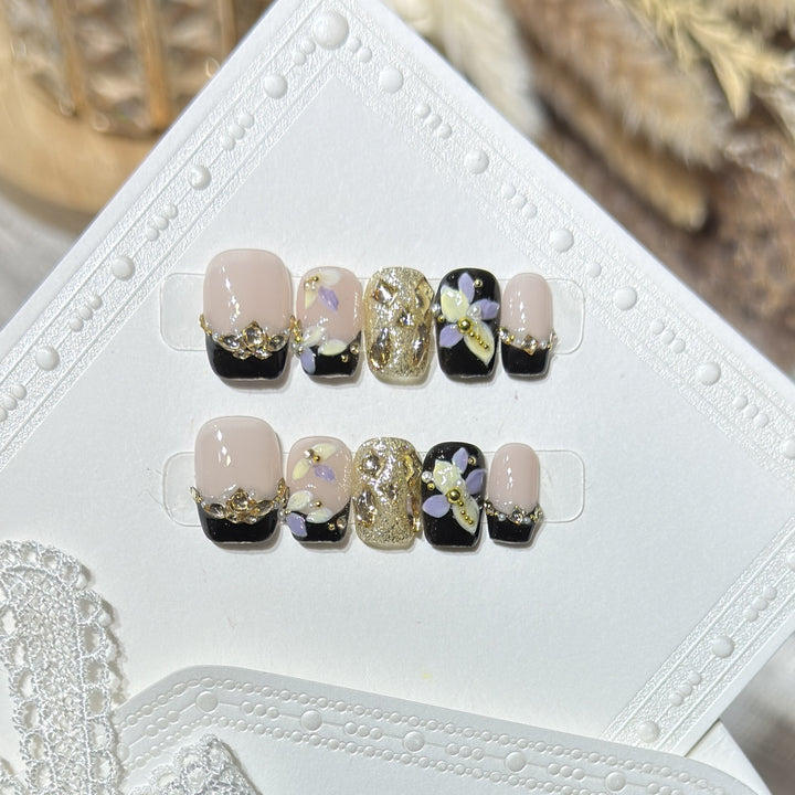 Decorative Floral Press-On Nail Art Set Bowlift 1788223891