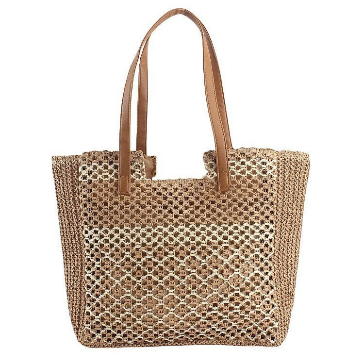 Handcrafted basket bag with leather handles Bowlift