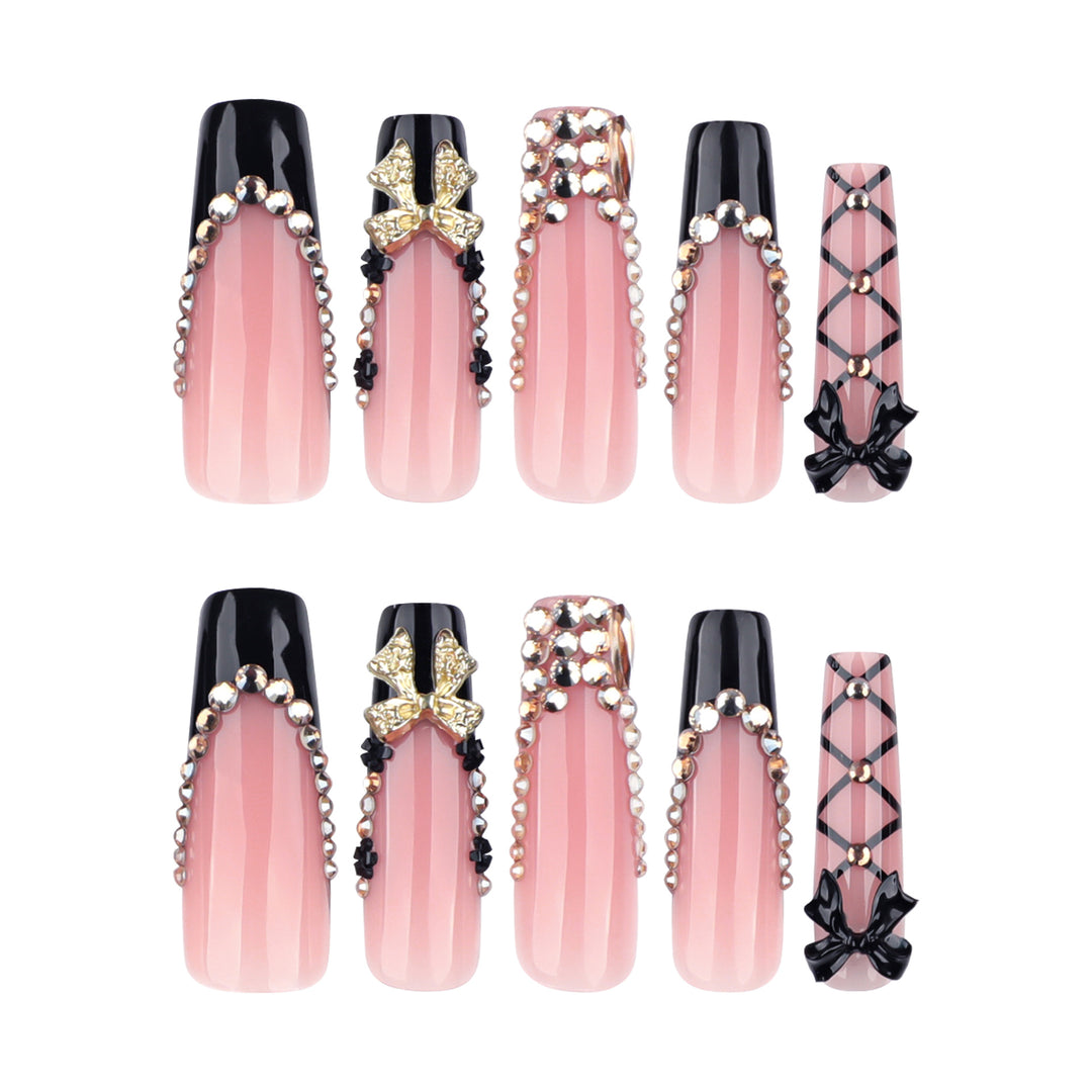 Glamorous artificial nails with jewelry accents Bowlift