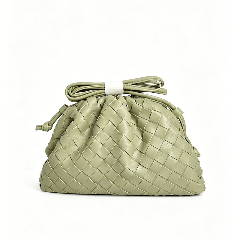 Elegant Woven Leather Bucket Bag Bowlift