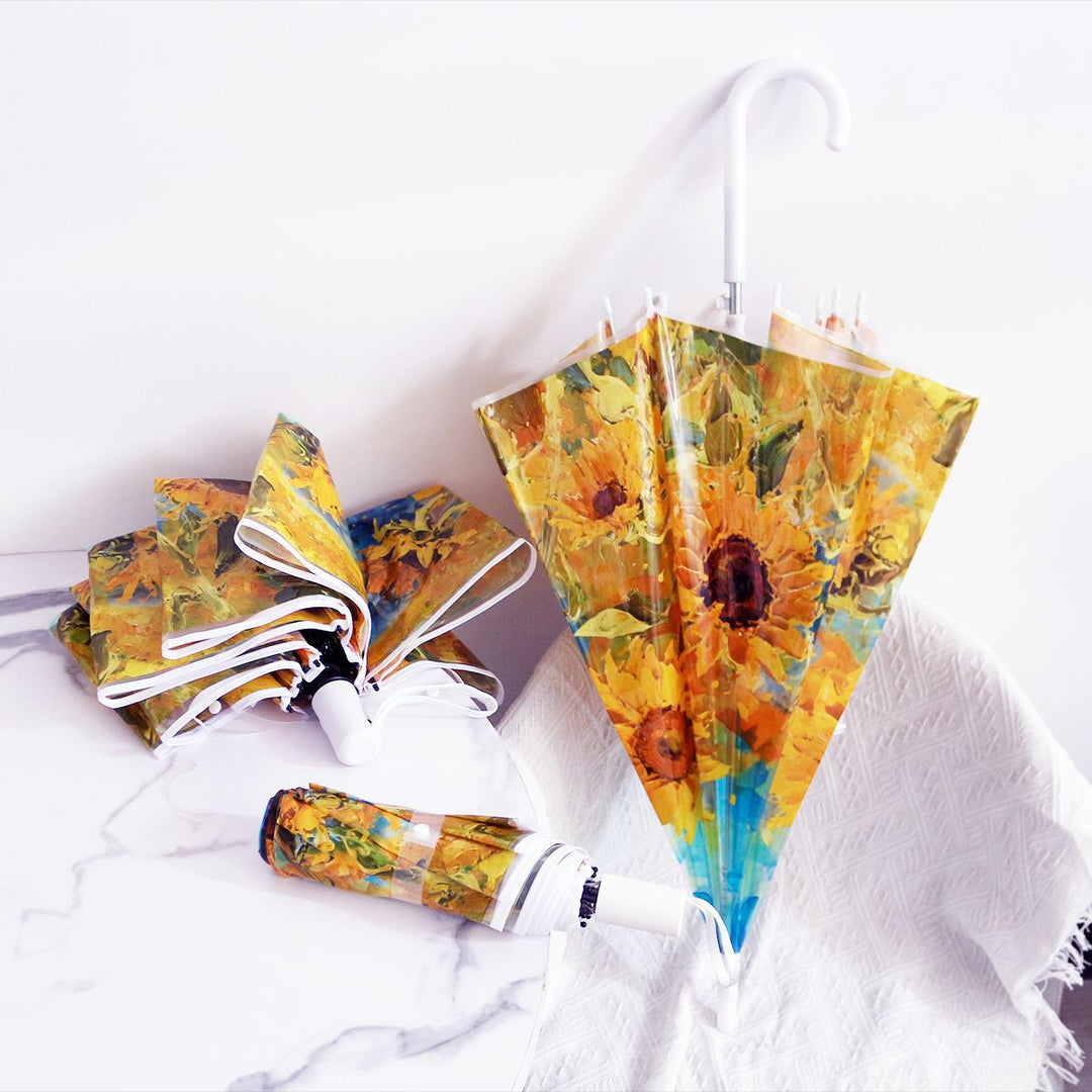 Women's collapsible umbrella with playful sunflower design Bowlift