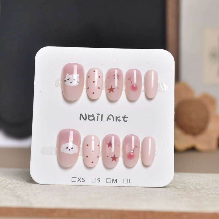 Artistic Star-Embellished Press-On Nail Set Bowlift