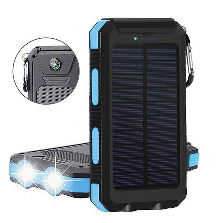 Solar-powered power bank with robust case and integrated LED lighting Bowlift
