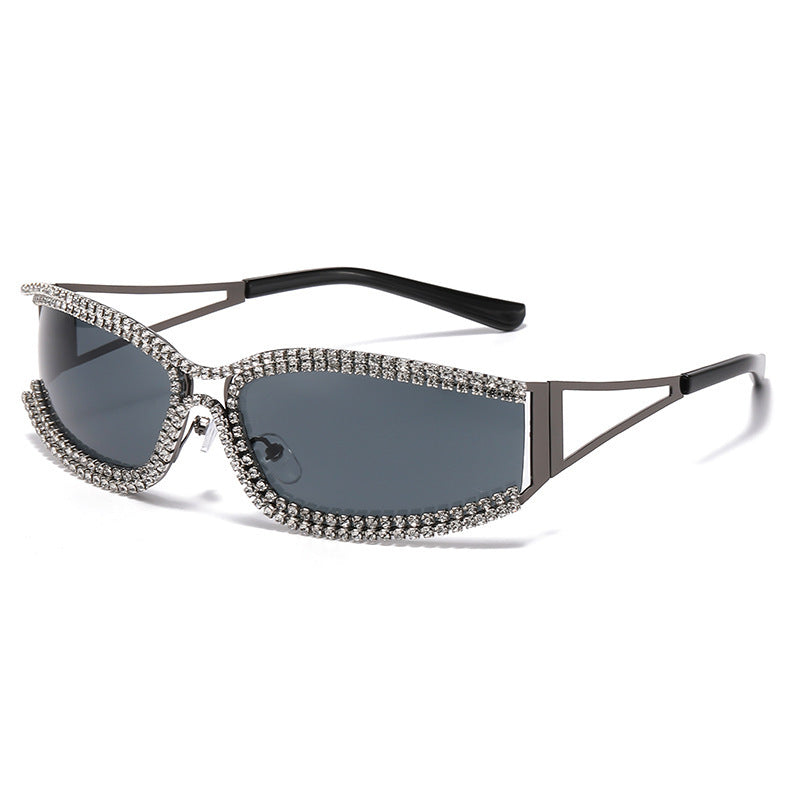 Women Cat-Eye Sunglasses with Sparkling Crystal Frame Bowlift