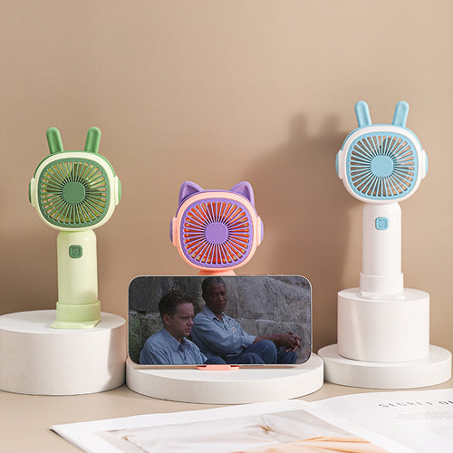 Ladies Portable Hand Fan in Playful Cat Design Bowlift