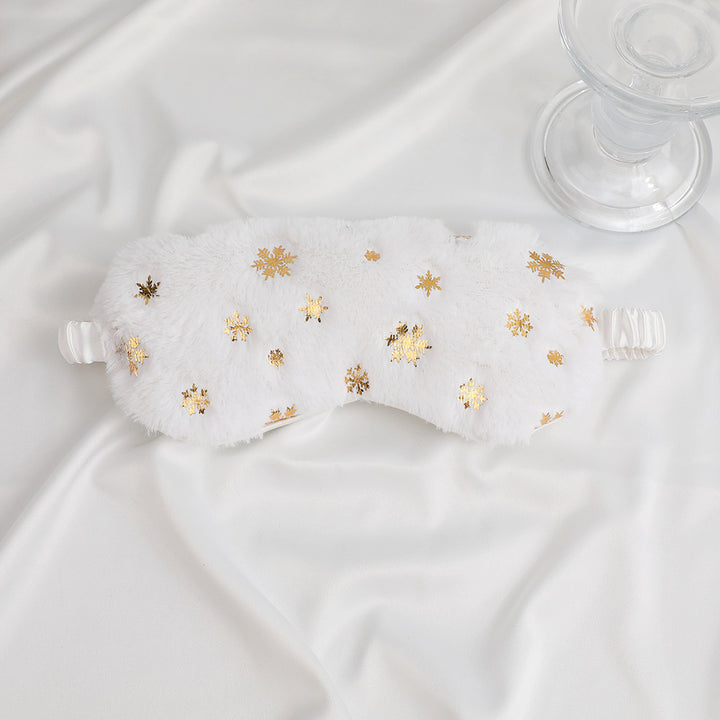 Unisex soft eye mask made of faux fur with festive motif embossing Bowlift