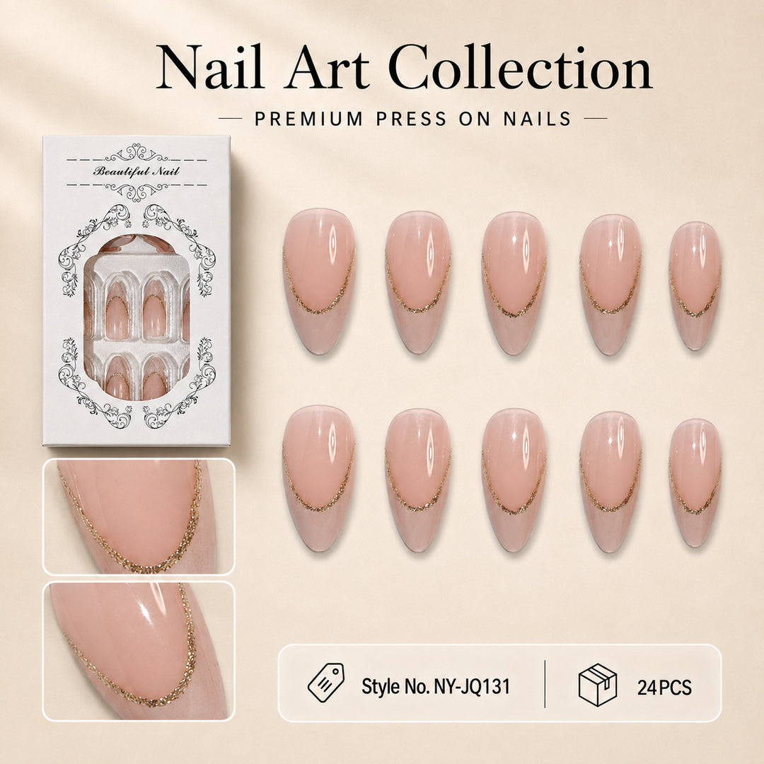 Elegant Artificial Nails with Gold Accents Bowlift