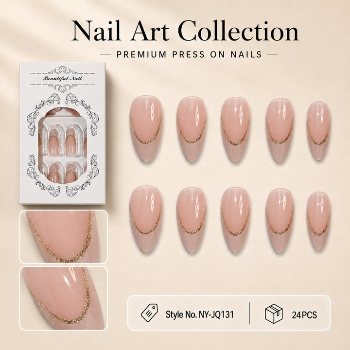 Elegant Artificial Nails with Gold Accents Bowlift