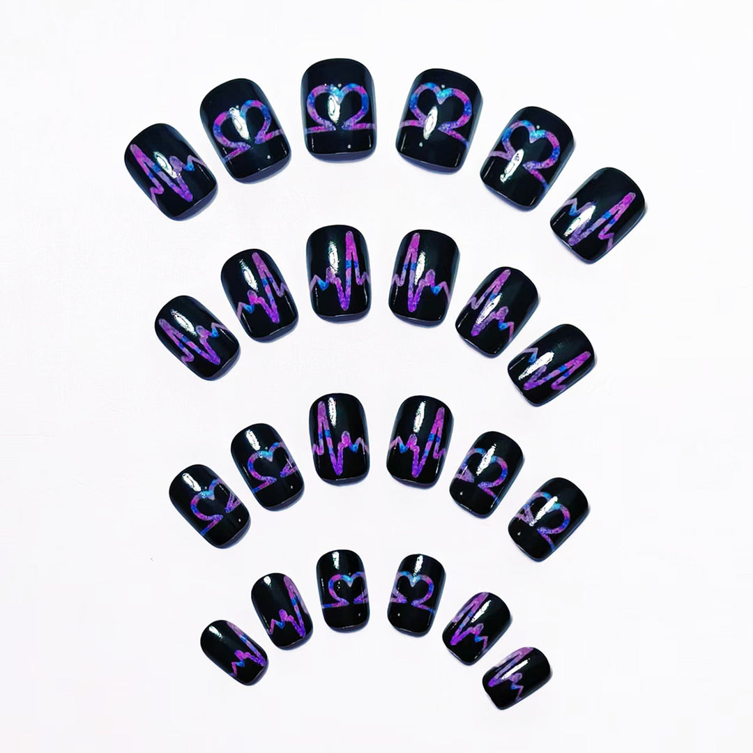 Artificial nail set with heart and EKG motif Bowlift