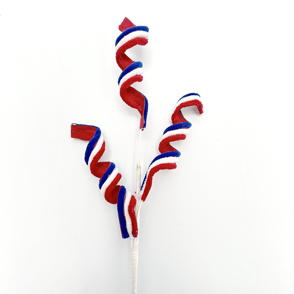 Unisex decorative spiral plug branch with wrapped fabric tape and flexible wire base Bowlift