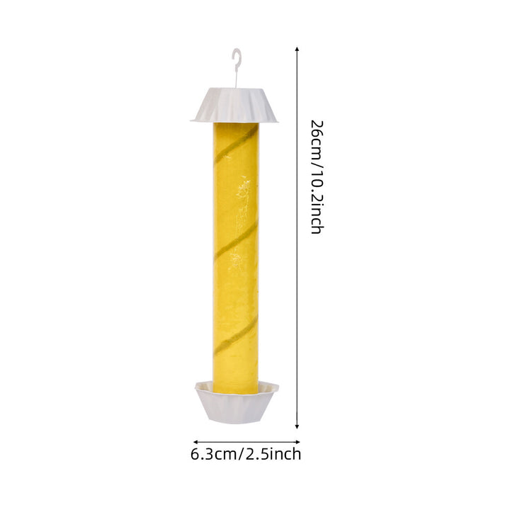 Hanging suet cylinder bird feeder with protective cap and drainage tray Bowlift