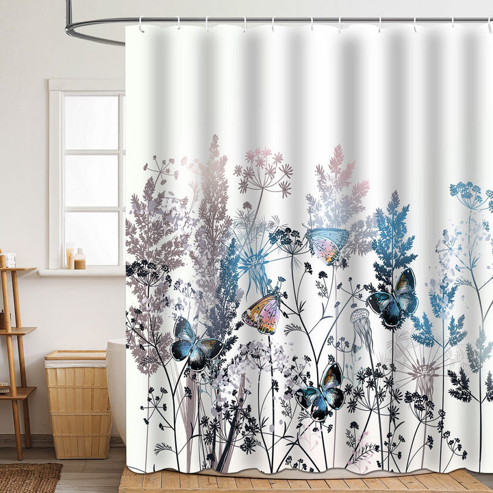 Floral Patterned Bathroom Shower Curtain Bowlift